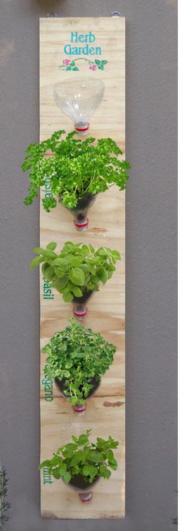 Plywood Vertical Garden with Plastic Bottles