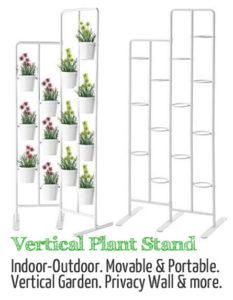 Vertical Plant Stand with Potted Plants, Movable, Portable, Privacy Wall