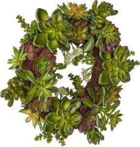 15-Inch Artificial Green Realistic Succulent Wreath