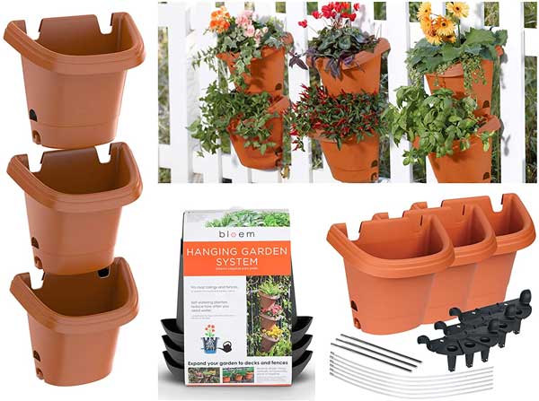 Hanging Plastic Terra Cotta Flower Pots for Fence Railings, and more