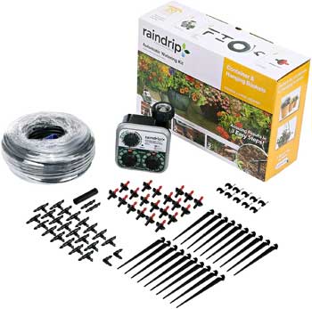 Raindrip Automatic Drip Watering Kit with Hose, Emitters, Connectors and Timer