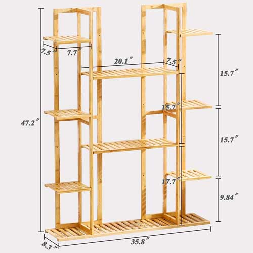 Dimensions for Bamboo 9-Tier Flower Pot Stand
