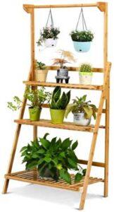 Wood Hanging Plant Stand with Shelves