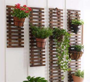 Wood Slat Wall Planter for Indoor Vertical Gardens